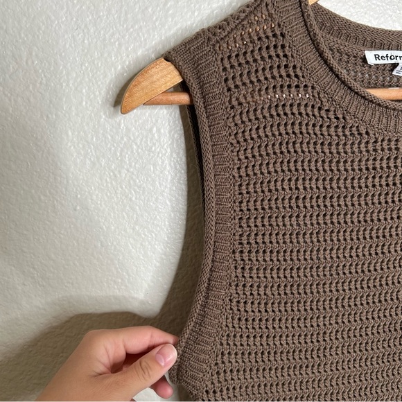 Reformation Nolan Open Knit Sweater Dress brown small - Picture 4 of 12